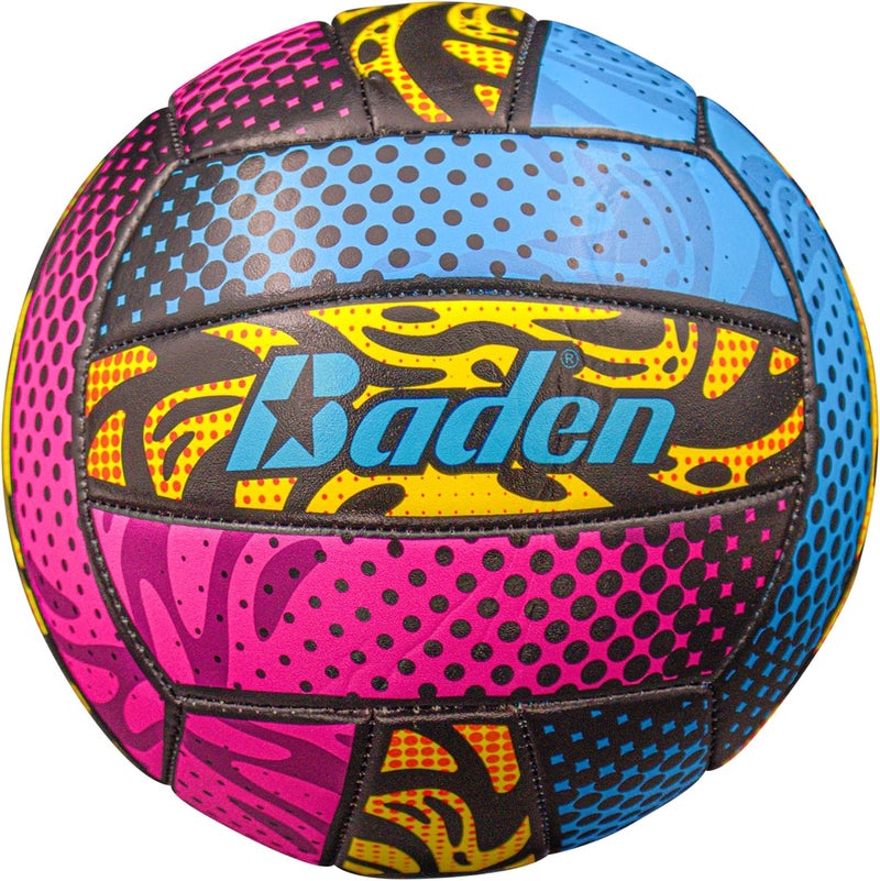 Baden | Fun Design | Official Size & Weight Indoor & Outdoor Volleyball | Bright & Beachy! Soft Touch Synthetic Leather, Durable Stitching |All Ages & Skill Levels - Image 1